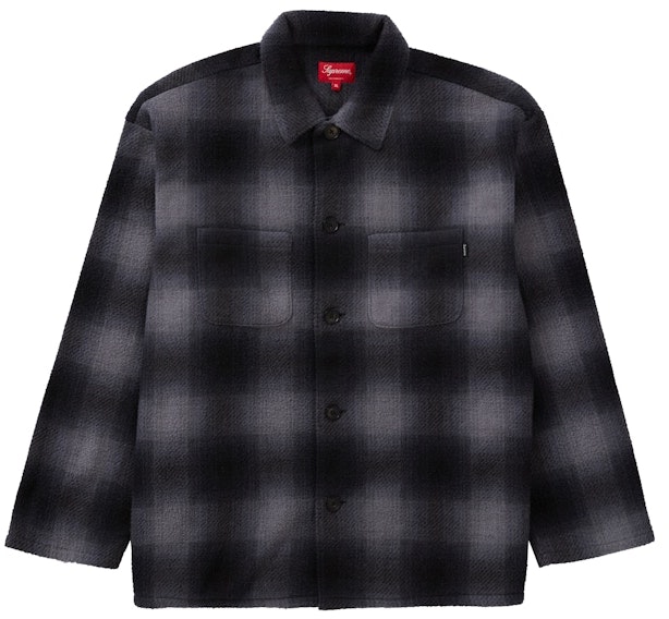 supreme-shadow-plaid-fleece-shirt-black