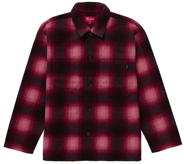 supreme-shadow-plaid-fleece-shirt-red