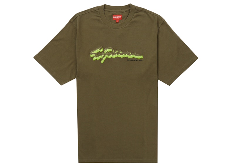 Buy Supreme 暗影字体短袖上衣 深橄榄色