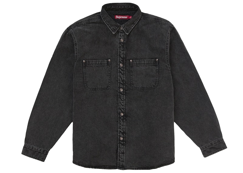 Supreme Shearling Lined Denim Work Shirt Overdyed Black