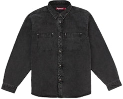 Supreme Shearling Lined Denim Work Shirt Overdyed Black Supreme Shearling Lined Denim Work Shirt Overdyed Black