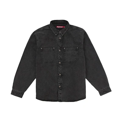 Supreme Shearling Lined Denim Work Shirt Overdyed Black