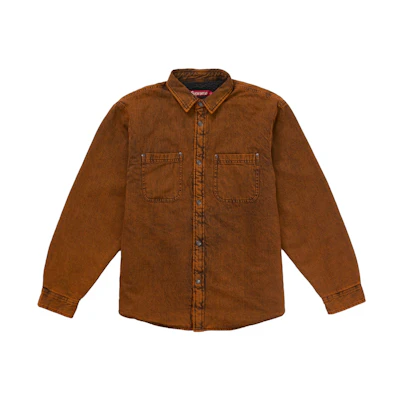 Supreme Shearling Lined Denim Work Shirt Overdyed Orange