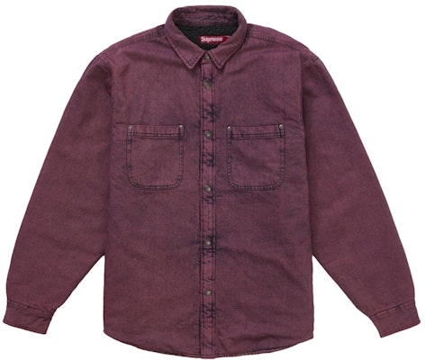 Supreme Shearling Lined Denim Work Shirt Overdyed Red Buy Supreme Shearling Lined Denim Work Shirt Overdyed Red