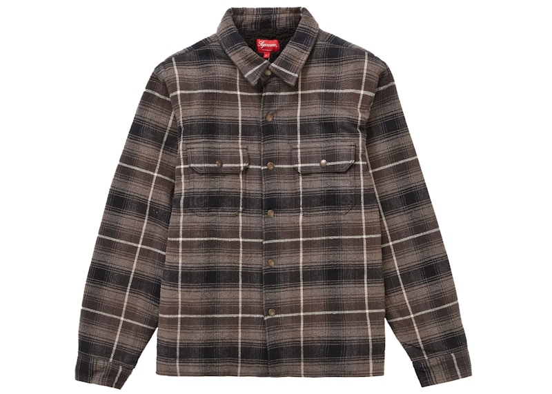Buy Supreme Shearling Lined Flannel Shirt Black - Novelship