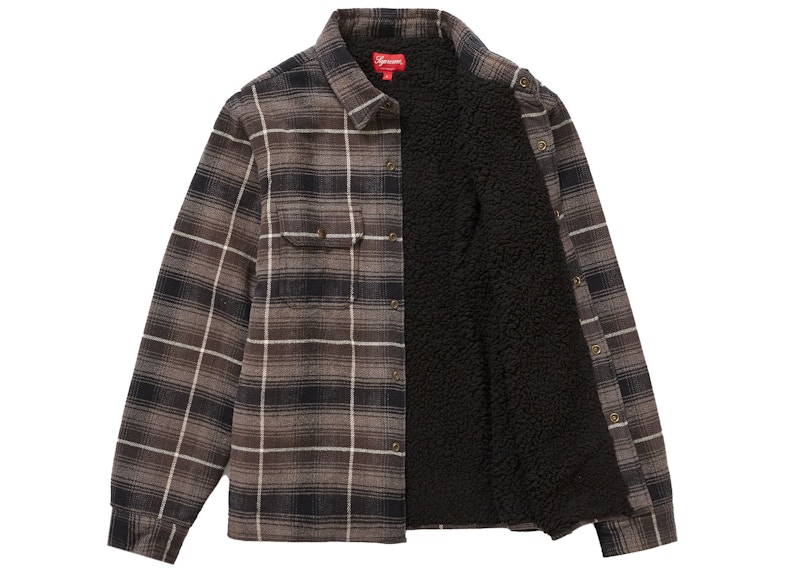 Supreme Shearling Lined Flannel Shirt Black 圖 2