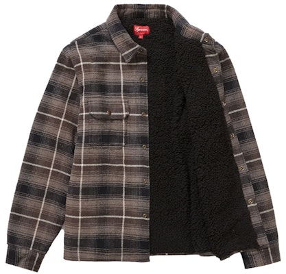 Supreme Shearling Lined Flannel Shirt Black Order Supreme Shearling Lined Flannel Shirt Black