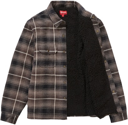 Supreme Shearling Lined Flannel Shirt Black - Novelship