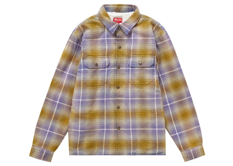 Supreme Shearling Lined Flannel Shirt Olive