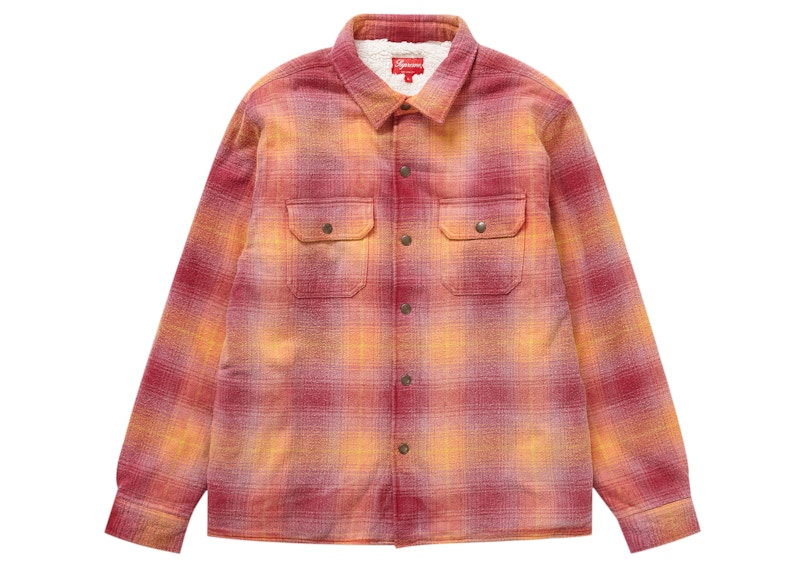 Buy Supreme Shearling Lined Flannel Shirt Orange