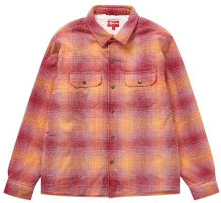 Supreme Shearling Lined Flannel Shirt Orange Buy Supreme Shearling Lined Flannel Shirt Orange