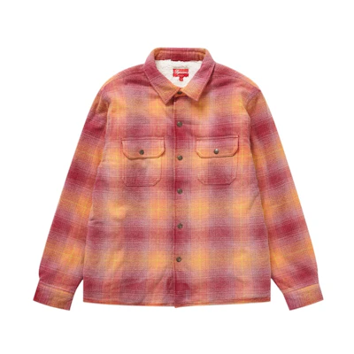 Supreme Shearling Lined Flannel Shirt Orange