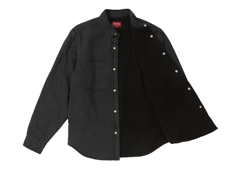 Order Supreme Sherpa Lined Denim Shirt Black