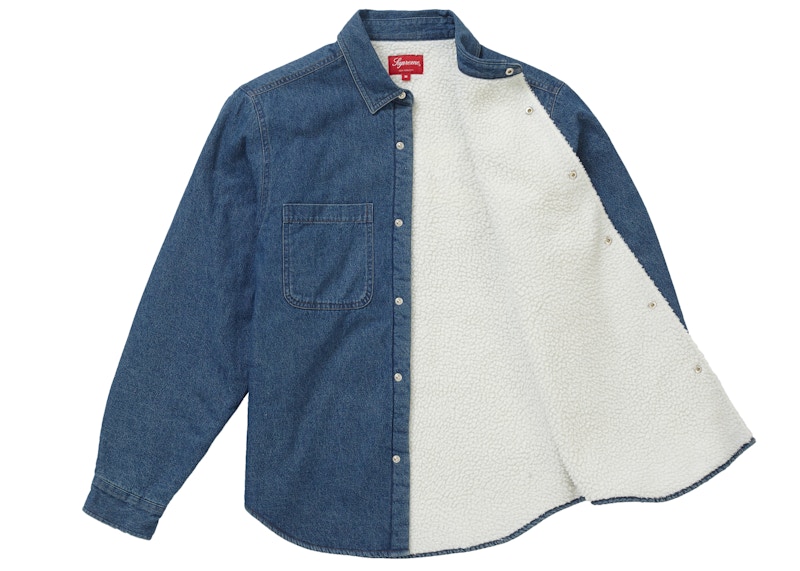 Supreme Sherpa Lined Denim Shirt Blue 圖 2