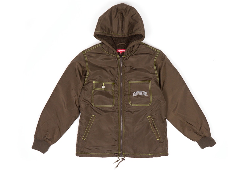 Buy Supreme Sherpa Lined Nylon Zip Jacket Brown