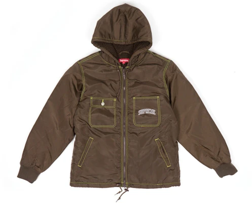Supreme Sherpa Lined Nylon Zip Jacket Brown Buy Supreme Sherpa Lined Nylon Zip Jacket Brown