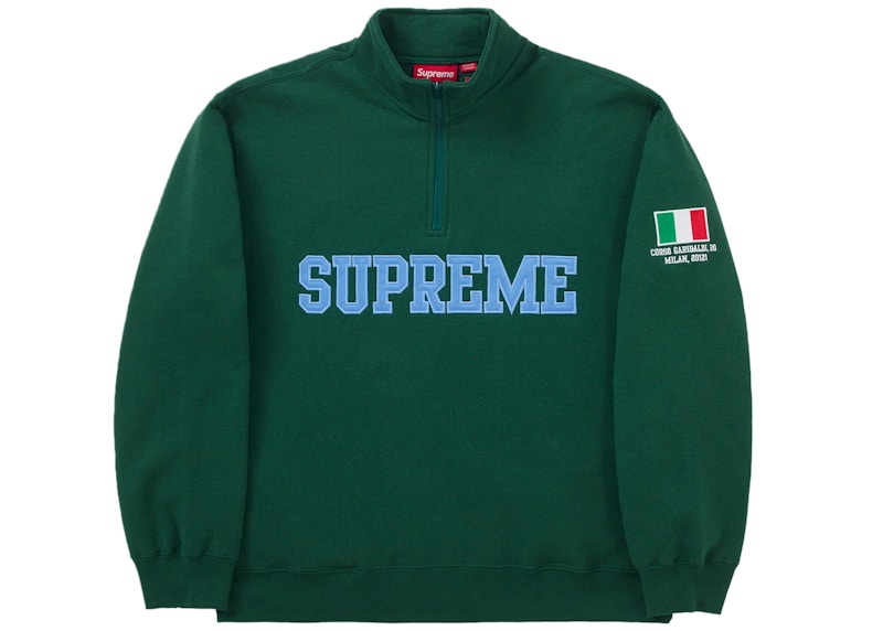 Supreme Shop Flag Half Zip Pullover Green