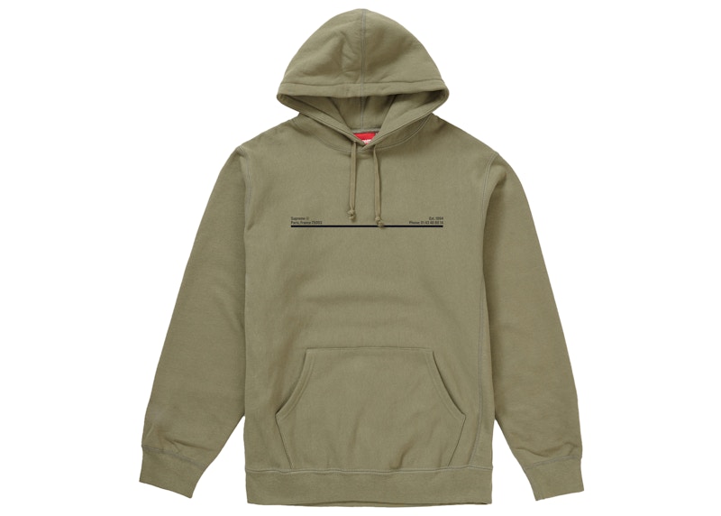 Supreme Shop Hooded Sweatshirt Light Olive Paris