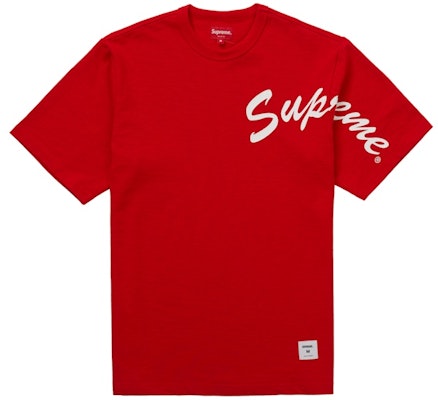 Supreme Kaos Lengan Pendek Merah dengan Arc di Bahu Buy Supreme Kaos Lengan Pendek Merah dengan Arc di Bahu
