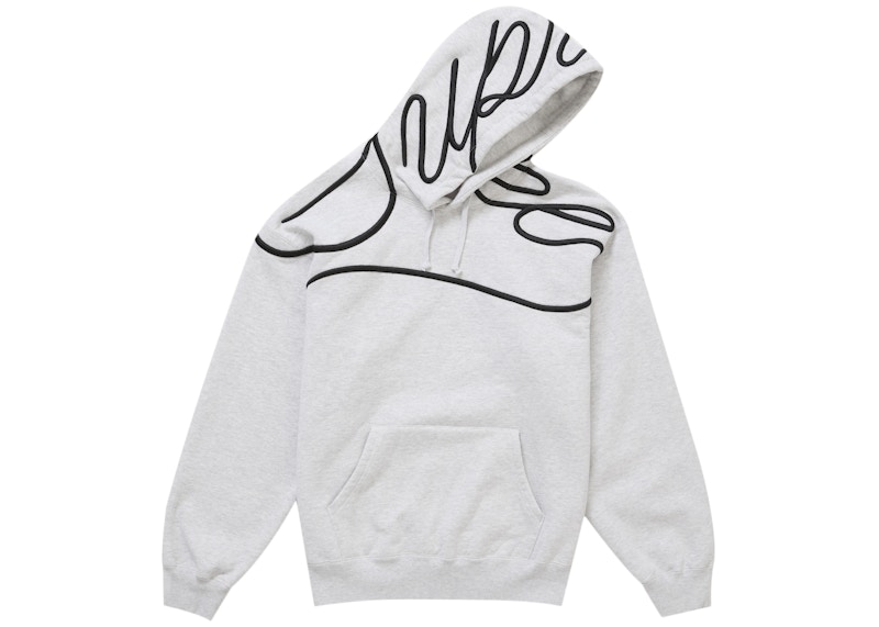 Supreme Shoulder Script Hooded Sweatshirt Heather Grey 圖 3