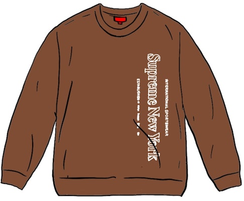 Supreme Side Logo Crewneck Coklat Buy Supreme Side Logo Crewneck Coklat