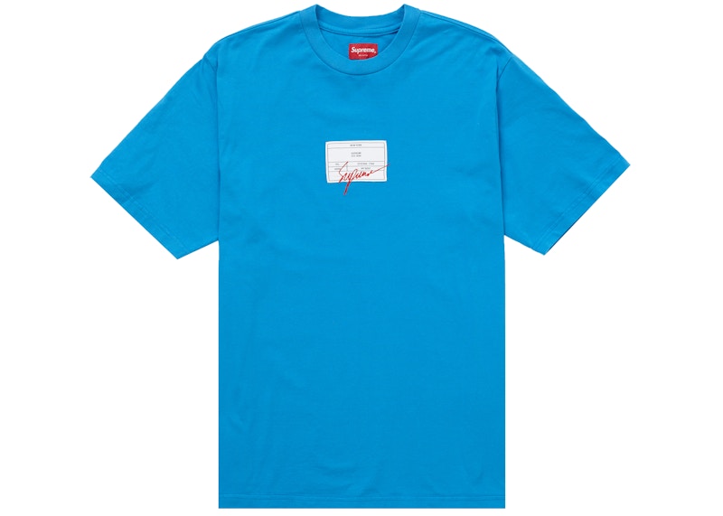 Buy 슈프림 시그니처 라벨 반팔 티셔츠 (브라이트 블루) 
