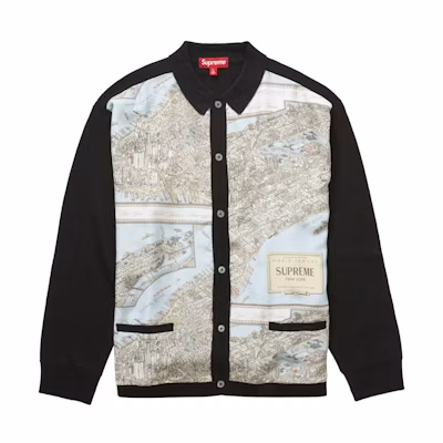 Supreme Silk Map Cardigan Black