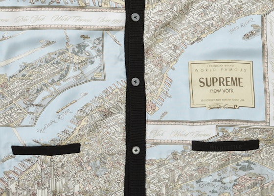 Supreme Silk Map Cardigan Black