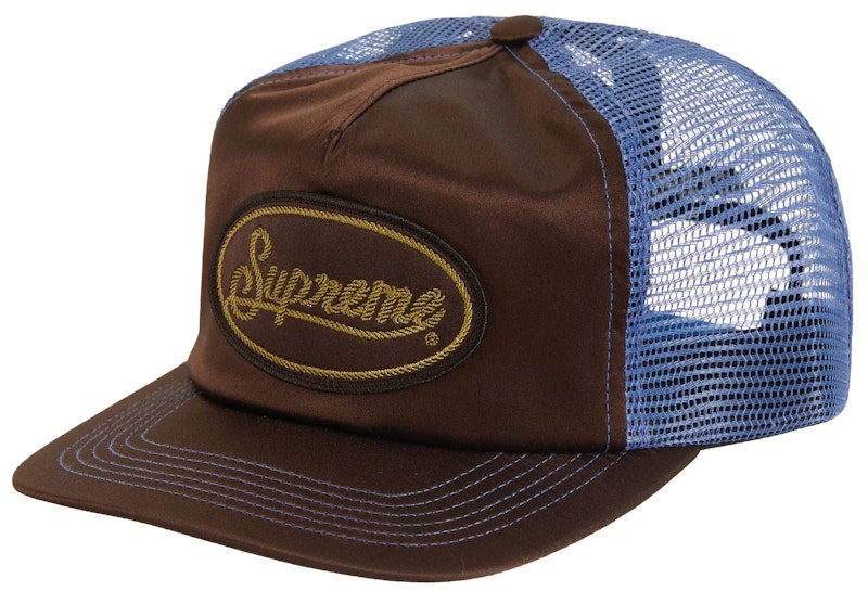 supreme-silk-mesh-back-5-panel-brown