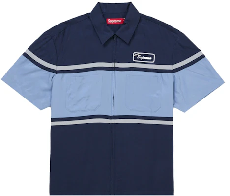 Supreme Silk Zip Up S/S Shirt Navy Buy Supreme Silk Zip Up S/S Shirt Navy