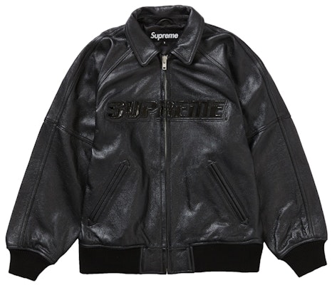 Supreme Silver Surfer Jaket Kulit Varsity 'Hitam' Buy Supreme Silver Surfer Jaket Kulit Varsity 'Hitam'