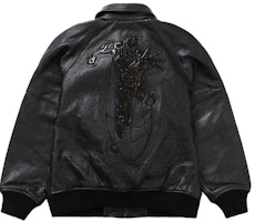 Supreme Silver Surfer Jaket Kulit Varsity 'Hitam' Lookbook Supreme Silver Surfer Jaket Kulit Varsity 'Hitam'