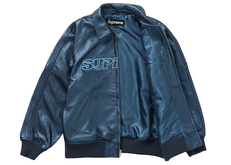 Order Chaqueta Varsity de Cuero Supreme Silver Surfer 'Azul'
