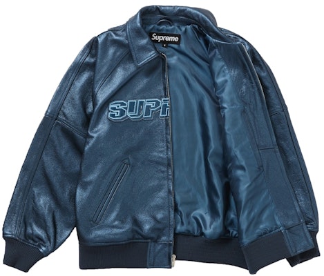 Chaqueta Varsity de Cuero Supreme Silver Surfer 'Azul' Order Chaqueta Varsity de Cuero Supreme Silver Surfer 'Azul'
