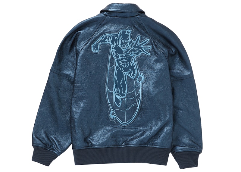 Lookbook Chaqueta Varsity de Cuero Supreme Silver Surfer 'Azul'
