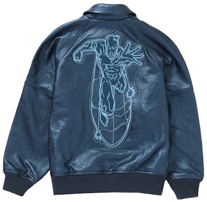 Chaqueta Varsity de Cuero Supreme Silver Surfer 'Azul' Lookbook Chaqueta Varsity de Cuero Supreme Silver Surfer 'Azul'