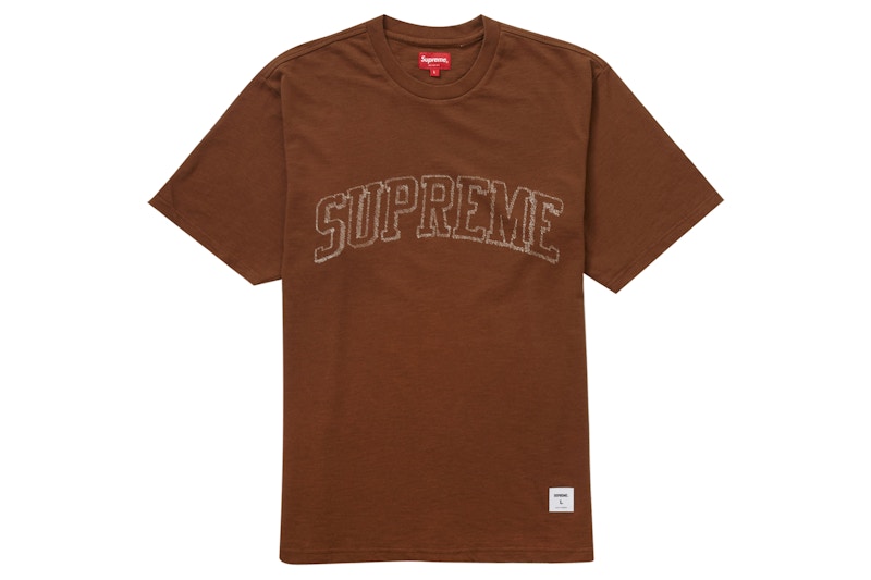 Buy Supreme Sketch Bordado Camiseta Manga Corta Marrón