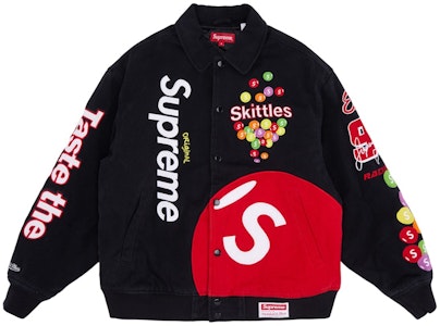 Supreme Skittles Mitchell & Ness 黑色棒球夹克 Buy Supreme Skittles Mitchell & Ness 黑色棒球夹克
