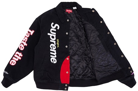 Supreme Skittles Mitchell & Ness 黑色棒球夹克 Order Supreme Skittles Mitchell & Ness 黑色棒球夹克