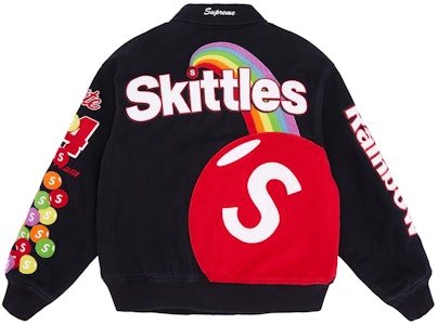 Supreme Skittles Mitchell & Ness 黑色棒球夹克 Lookbook Supreme Skittles Mitchell & Ness 黑色棒球夹克