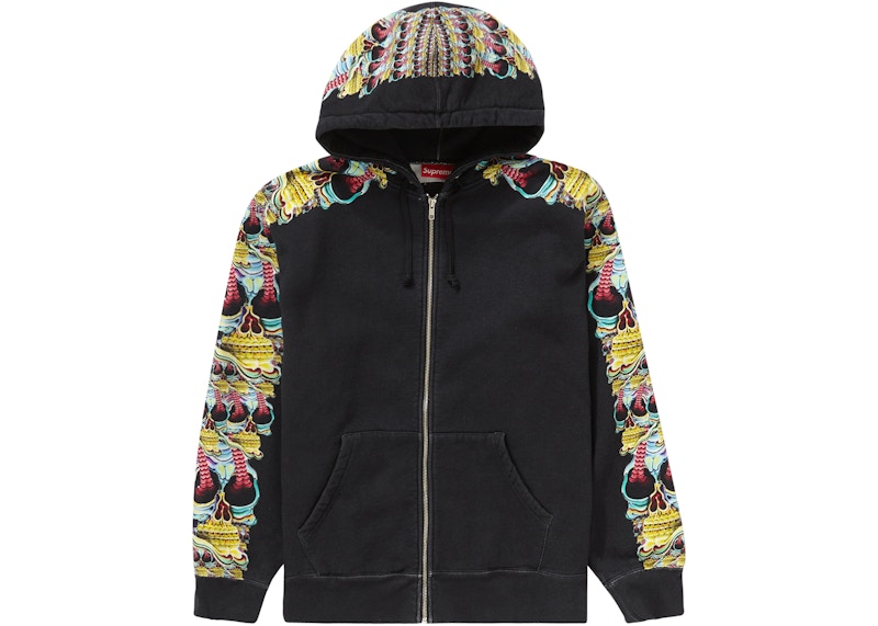 Buy Sweater Hoodie Supreme Skulls dengan Resleting - Hitam