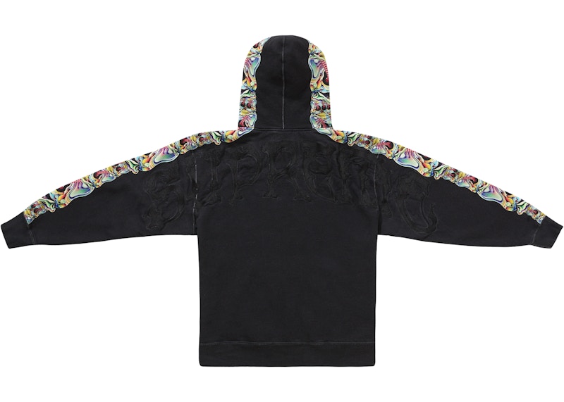 Order Sweater Hoodie Supreme Skulls dengan Resleting - Hitam