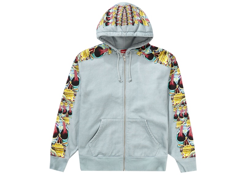 Buy 至尊骷髏拉鍊連帽衛衣淺石板色