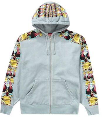 至尊骷髏拉鍊連帽衛衣淺石板色 Buy 至尊骷髏拉鍊連帽衛衣淺石板色