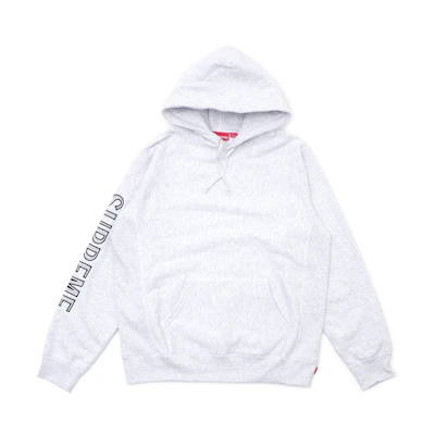 Supreme Sleeve Embroidery Hooded Sweatshirt Ash Grey