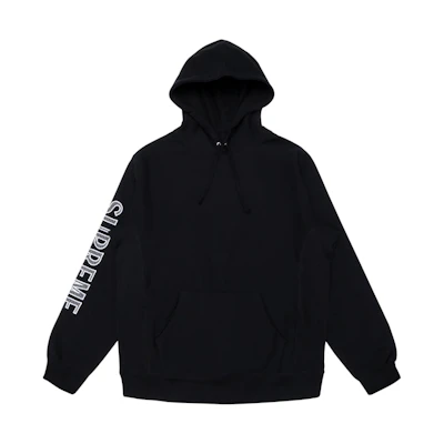 Supreme Sleeve Embroidery Hooded Sweatshirt Black