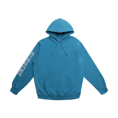 Supreme Sleeve Embroidery Hooded Sweatshirt Dark Aqua