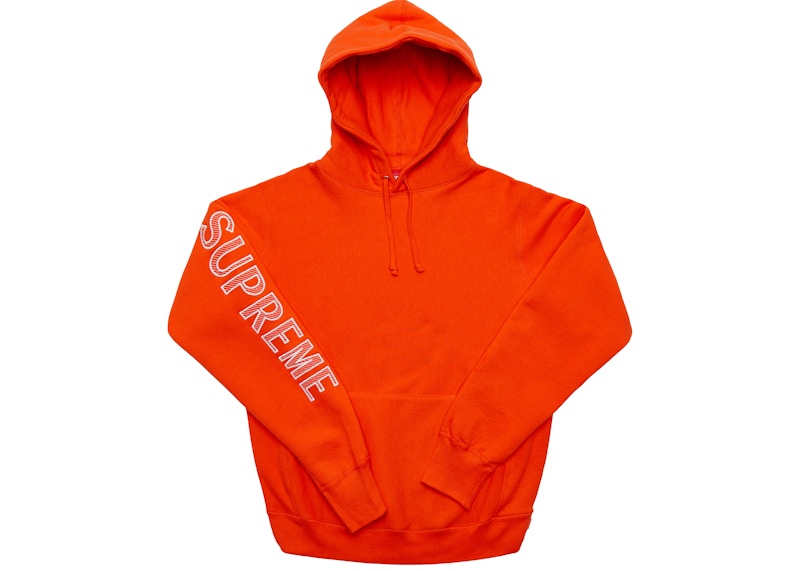 Buy Supreme Hoodie Bordir Lengan Warna Oranye Gelap