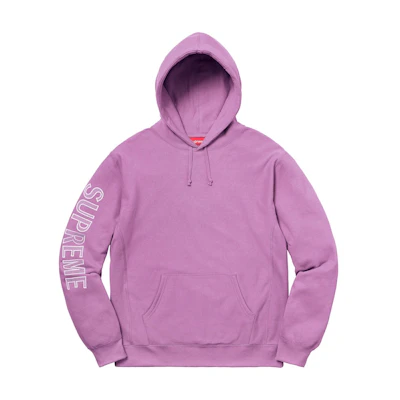Supreme Sleeve Embroidery Hooded Sweatshirt Violet
