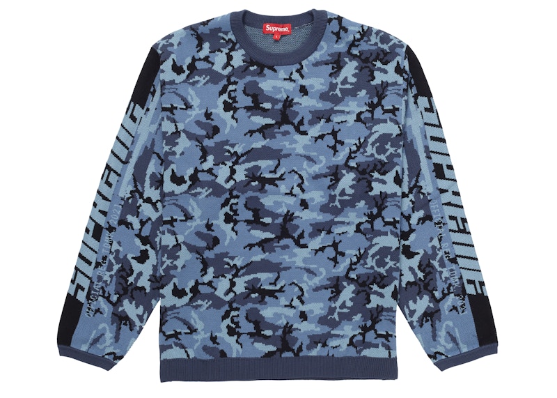 Supreme Sleeve Stripe Sweater Blue Camo